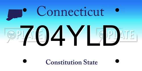 704YLD Connecticut License Plate