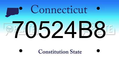70524B8 Connecticut License Plate