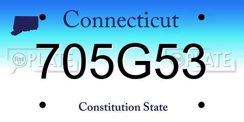 705G53 Connecticut License Plate