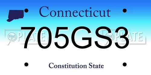 705GS3 Connecticut License Plate