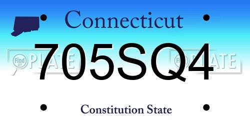 705SQ4 Connecticut License Plate