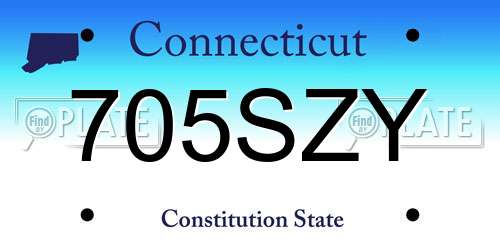 705SZY Connecticut License Plate