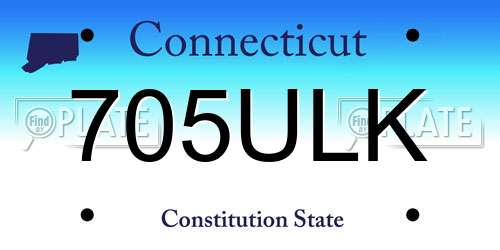 705ULK Connecticut License Plate