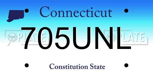 705UNL Connecticut License Plate