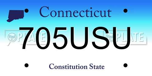705USU Connecticut License Plate