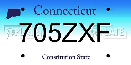 705ZXF Connecticut License Plate
