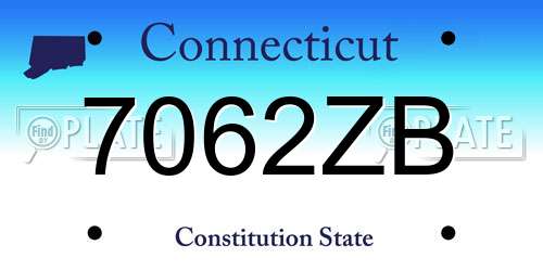 7062ZB Connecticut License Plate
