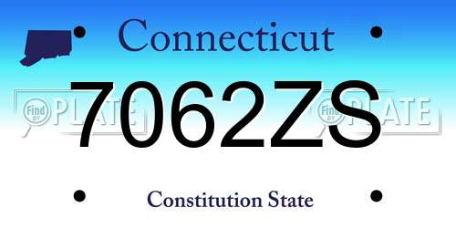 7062ZS Connecticut License Plate