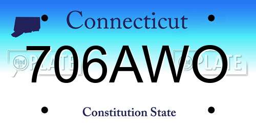 706AWO Connecticut License Plate