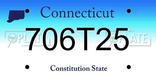 706T25 Connecticut License Plate