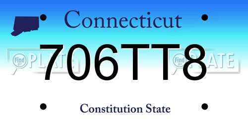 706TT8 Connecticut License Plate