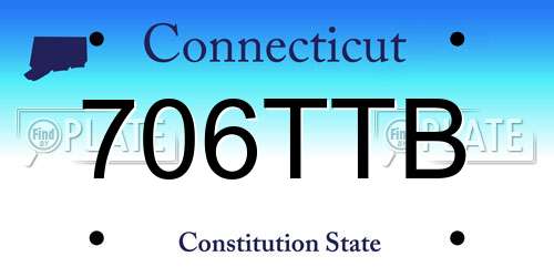 706TTB Connecticut License Plate