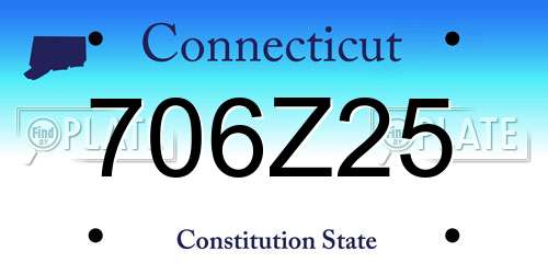 706Z25 Connecticut License Plate