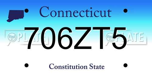 706ZT5 Connecticut License Plate