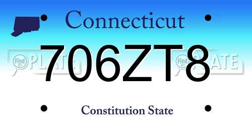 706ZT8 Connecticut License Plate