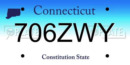 706ZWY Connecticut License Plate
