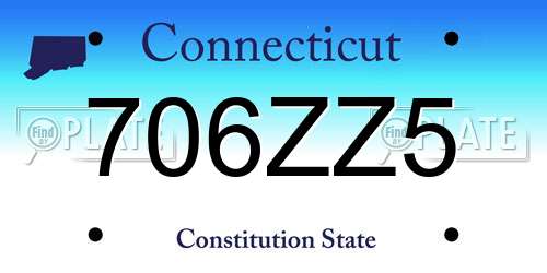 706ZZ5 Connecticut License Plate