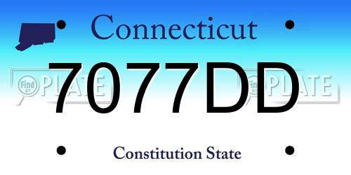 7077DD Connecticut License Plate