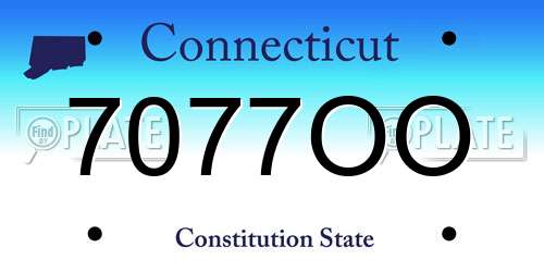 7077OO Connecticut License Plate