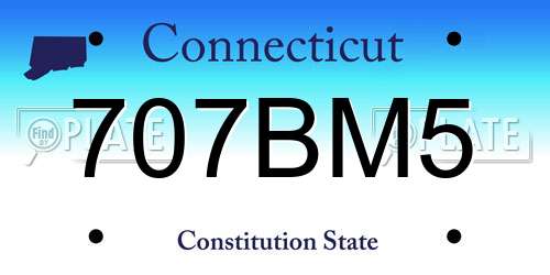 707BM5 Connecticut License Plate