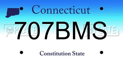 707BMS Connecticut License Plate