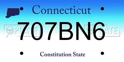 707BN6 Connecticut License Plate