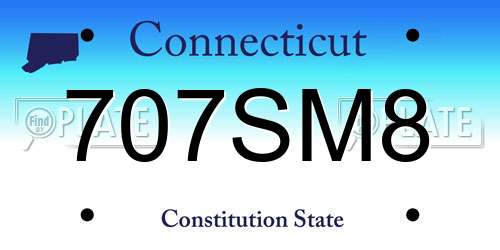707SM8 Connecticut License Plate