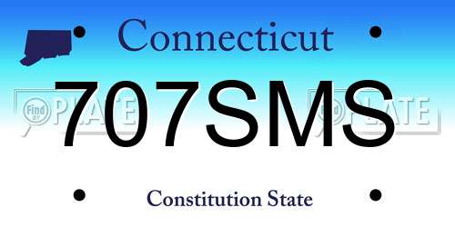 707SMS Connecticut License Plate