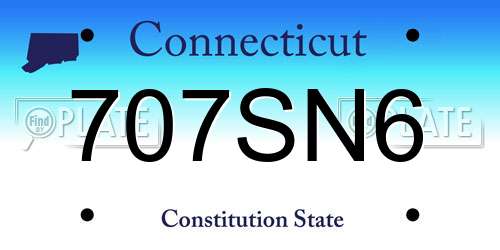 707SN6 Connecticut License Plate