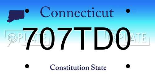 707TD0 Connecticut License Plate