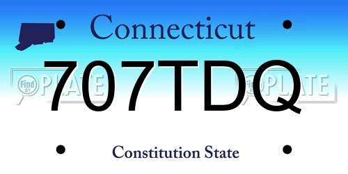 707TDQ Connecticut License Plate