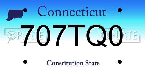 707TQ0 Connecticut License Plate