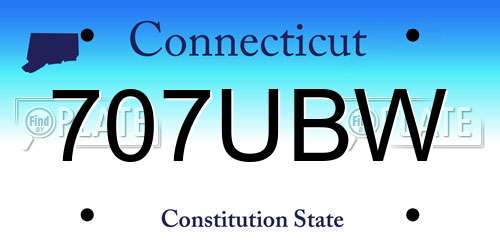 707UBW Connecticut License Plate