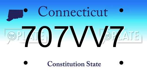 707VV7 Connecticut License Plate