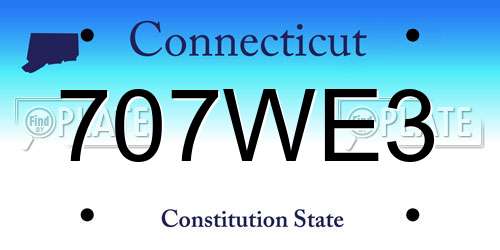 707WE3 Connecticut License Plate