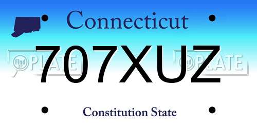 707XUZ Connecticut License Plate