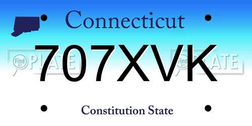 707XVK Connecticut License Plate