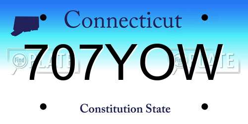 707YOW Connecticut License Plate