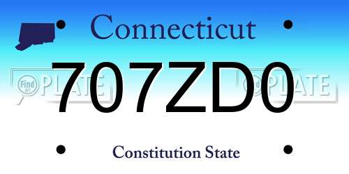 707ZD0 Connecticut License Plate