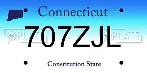 707ZJL Connecticut License Plate