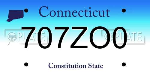 707ZO0 Connecticut License Plate