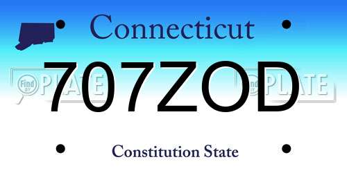 707ZOD Connecticut License Plate