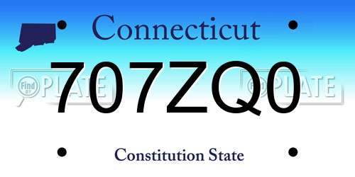 707ZQ0 Connecticut License Plate