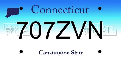707ZVN Connecticut License Plate
