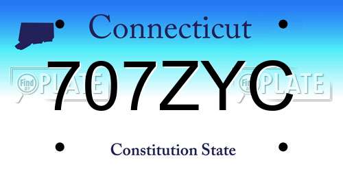 707ZYC Connecticut License Plate