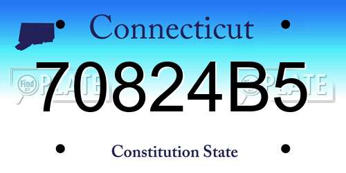 70824B5 Connecticut License Plate