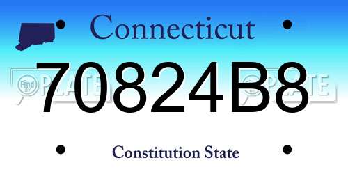 70824B8 Connecticut License Plate
