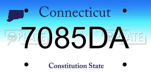 7085DA Connecticut License Plate