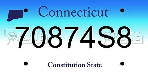70874S8 Connecticut License Plate