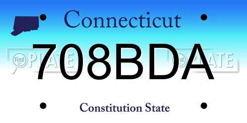 708BDA Connecticut License Plate